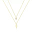 Double Layered Diamond + Cross Golden Necklace