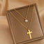 Double Layered Diamond + Cross Golden Necklace