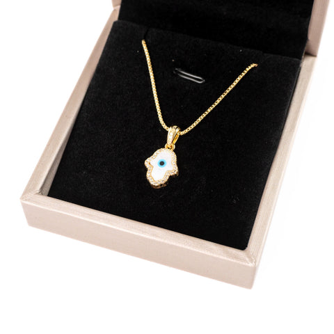 Diamond Encrusted Golden Evil Eye Necklace