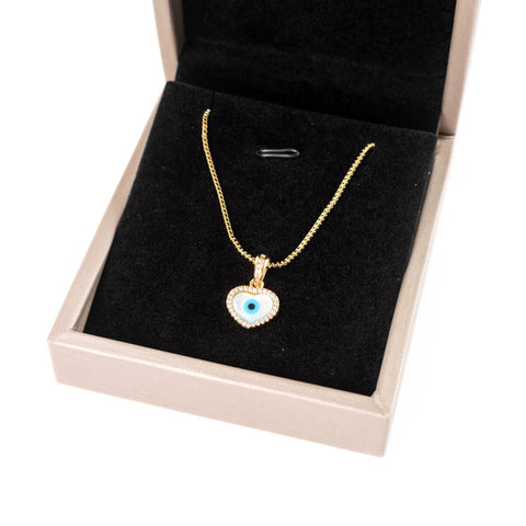 Diamond Encrusted Golden Evil Eye Necklace