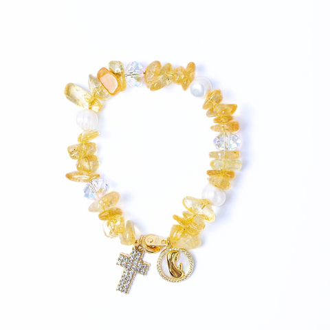 Freshwater Pearled Citrine Faith Gemstone Bracelet