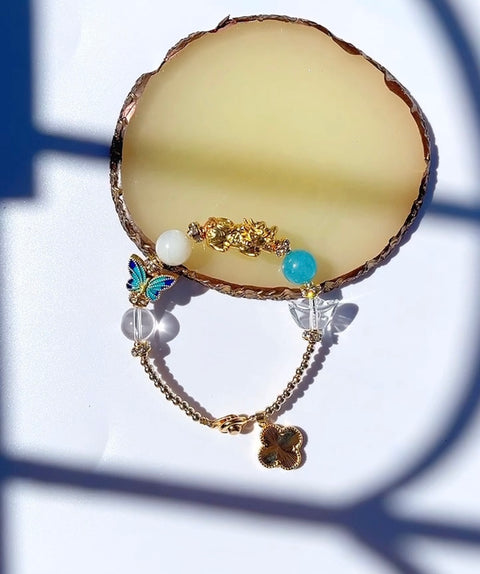 Minimalist Golden Pixiu Snowflake Gemstone Bracelet