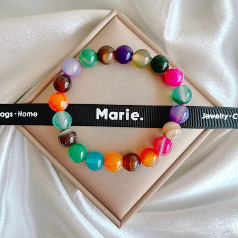 Multicolored Agate Gemstone Bracelet