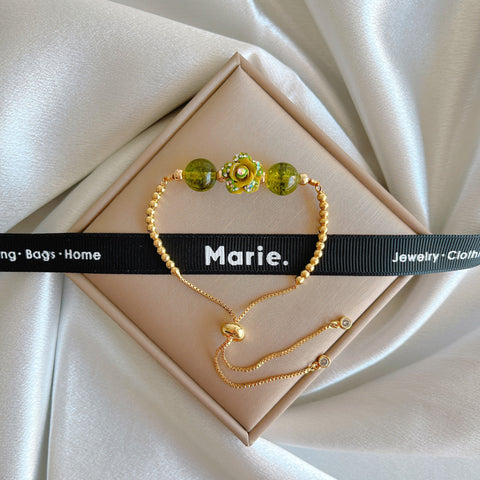 Peridot Flower Adjustable Gemstone Bracelet