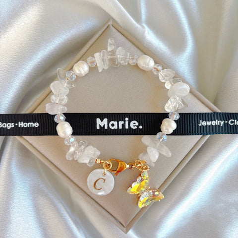 Golden Butterfly Clear Quartz Bracelet