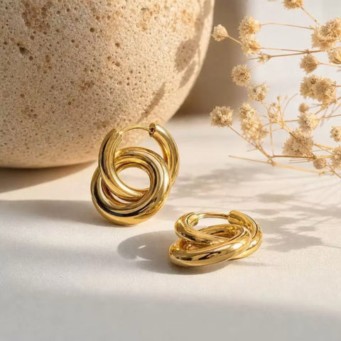 Golden Double Hoop Earring