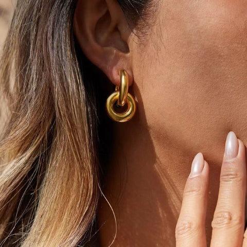Golden Double Hoop Earring