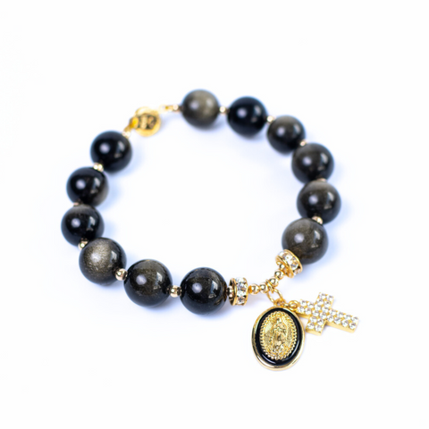 Golden Sheen Obsidian Faith Gemstone Bracelet