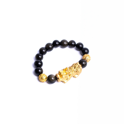Golden Sheen Obsidian Pixiu Bracelet