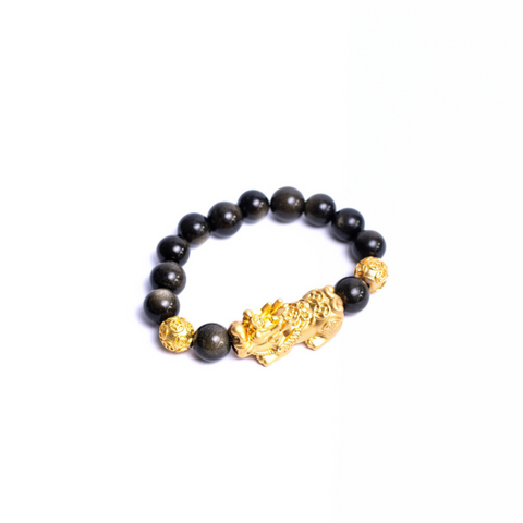 Golden Sheen Obsidian Pixiu Bracelet