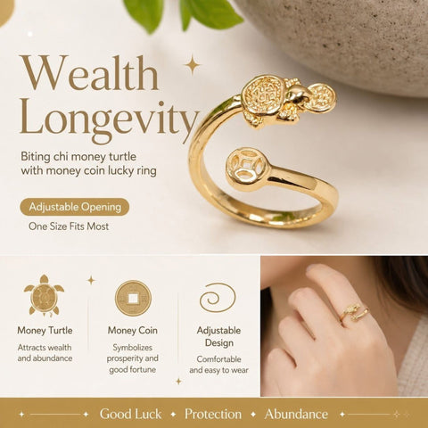 Golden Turtle Lucky Coin Ring