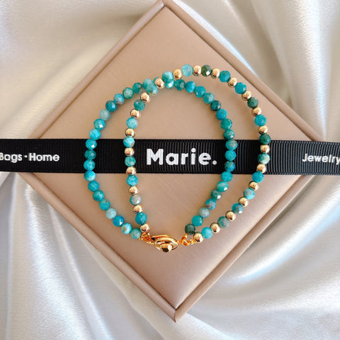 Lucky Color of the Year 2026: Double Layered Blue Apatite Minimalist Bracelet