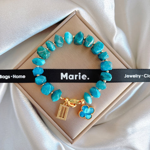 Lucky Color of the Year 2026: Ziran Blue Apatite Charm Bracelet