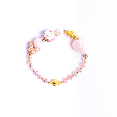Maneki-neko Rose Quartz Pixiu Bracelet