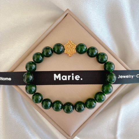 Mystic Knot Dark Green Aventurine Gemstone Bracelet