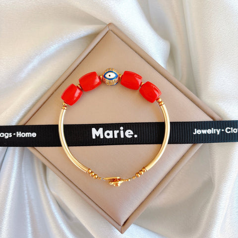 Red Shanshu Evil Eye Gemstone Bracelet