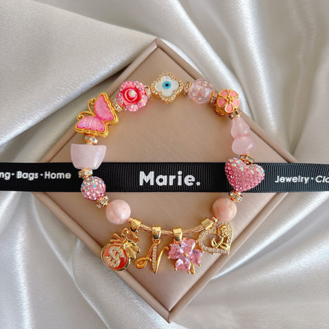 Re de Pink Opal Charm Gemstone Bracelet