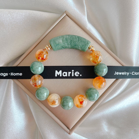 The Fuyou Citrine & Burma Jade Ruyi Gemstone Bracelet