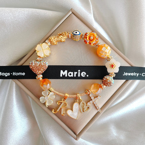 Laohu Citrine Charm Gemstone Bracelet