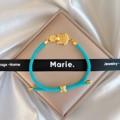 Golden Turtle Woven Minimalist Bracelet