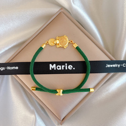Golden Turtle Woven Minimalist Bracelet