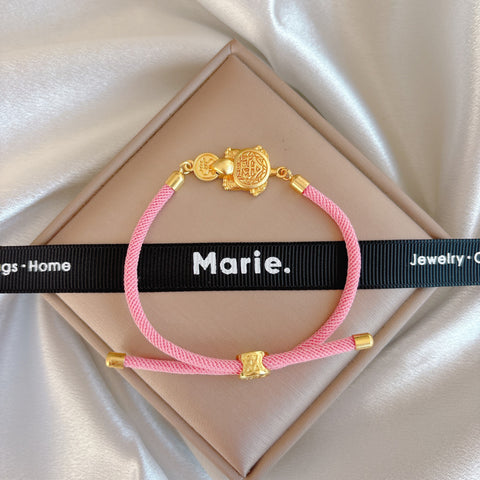 Golden Turtle Woven Minimalist Bracelet