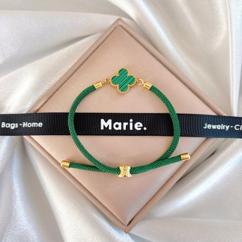 Woven Four Leaf Clover Adjustable Bracelet