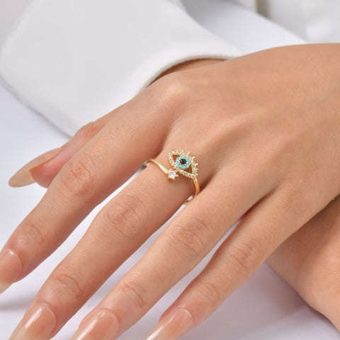 Yanpi Golden Evil Eye Ring