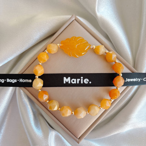 Yellow Jade 9 Tailed Fox Gemstone Bracelet