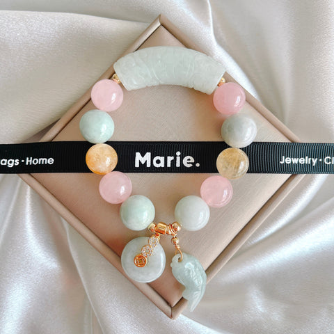 Yu Jade Ruyi Charm Gemstone Bracelet