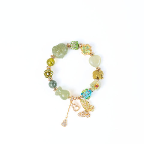 The Zhameng Jade & Peridot Charm Gemstone Bracelet
