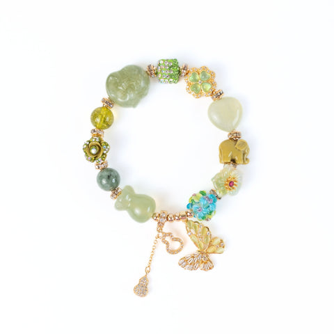 The Zhameng Jade & Peridot Charm Gemstone Bracelet