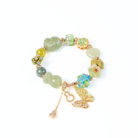 The Zhameng Jade & Peridot Charm Gemstone Bracelet