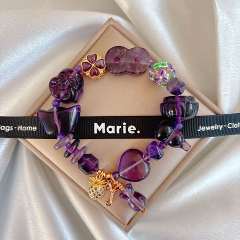 Zise Meili Amethyst Charm Gemstone Bracelet