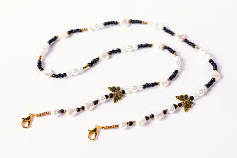 Golden Pearled Heart Butterfly Strap
