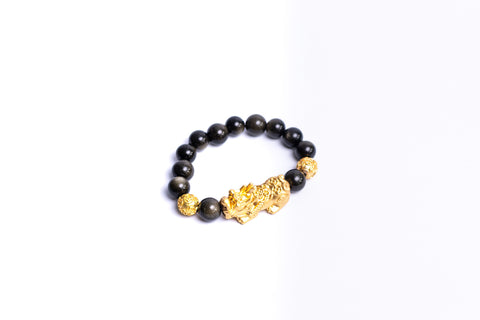 Golden Sheen Obsidian Pixiu Bracelet
