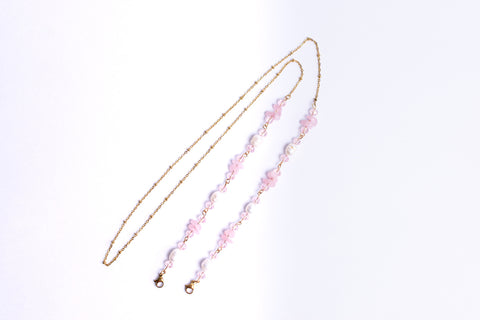 Rose Quartz Freshwater Pearled Chain Strap